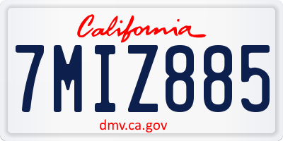 CA license plate 7MIZ885