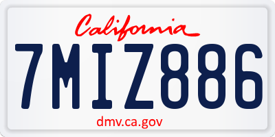 CA license plate 7MIZ886