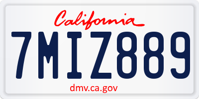 CA license plate 7MIZ889
