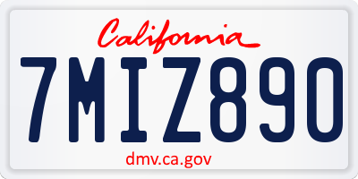 CA license plate 7MIZ890