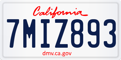 CA license plate 7MIZ893