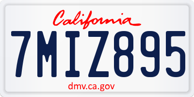 CA license plate 7MIZ895