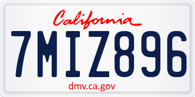 CA license plate 7MIZ896