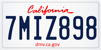 CA license plate 7MIZ898