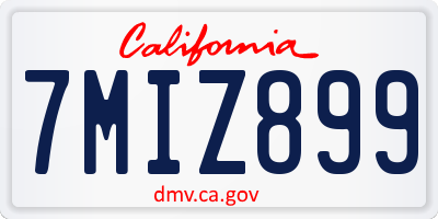 CA license plate 7MIZ899