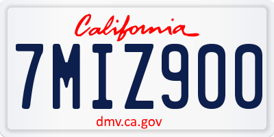 CA license plate 7MIZ900