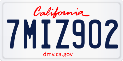 CA license plate 7MIZ902