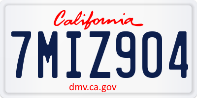 CA license plate 7MIZ904