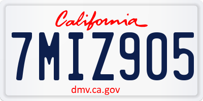 CA license plate 7MIZ905