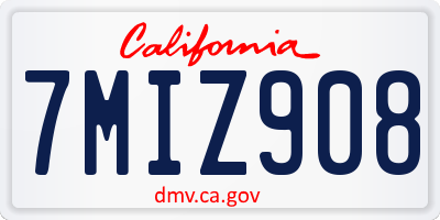 CA license plate 7MIZ908