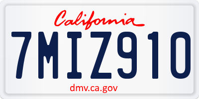 CA license plate 7MIZ910