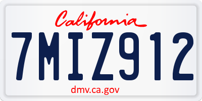 CA license plate 7MIZ912