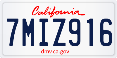 CA license plate 7MIZ916