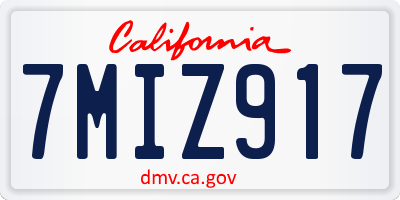 CA license plate 7MIZ917