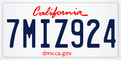 CA license plate 7MIZ924