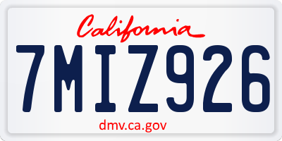 CA license plate 7MIZ926