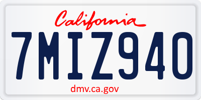 CA license plate 7MIZ940