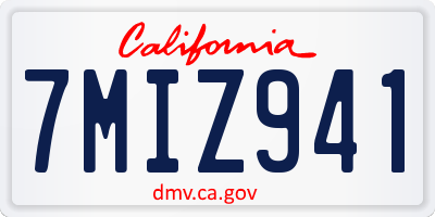 CA license plate 7MIZ941