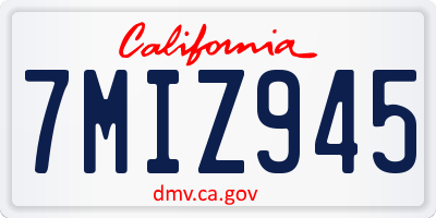 CA license plate 7MIZ945