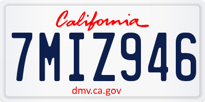 CA license plate 7MIZ946