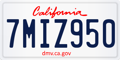 CA license plate 7MIZ950