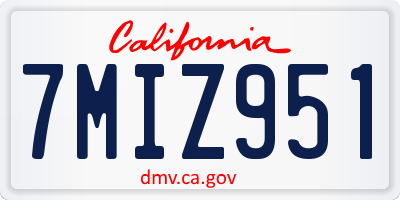 CA license plate 7MIZ951