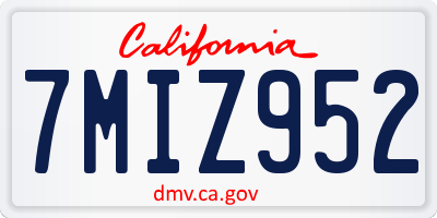 CA license plate 7MIZ952