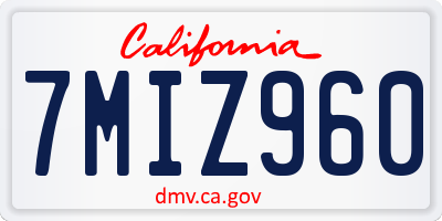 CA license plate 7MIZ960