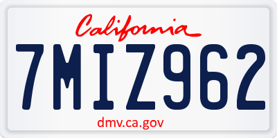 CA license plate 7MIZ962