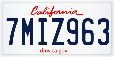 CA license plate 7MIZ963
