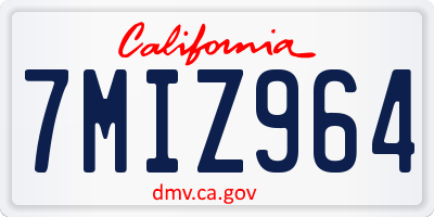 CA license plate 7MIZ964