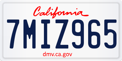 CA license plate 7MIZ965