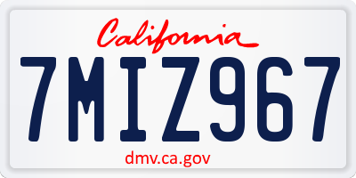 CA license plate 7MIZ967