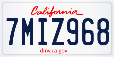 CA license plate 7MIZ968