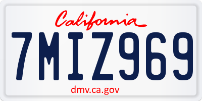 CA license plate 7MIZ969