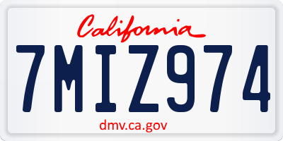 CA license plate 7MIZ974
