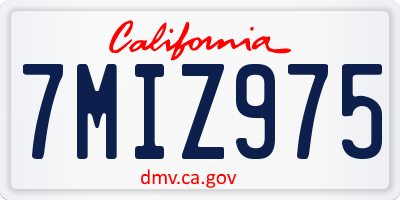 CA license plate 7MIZ975