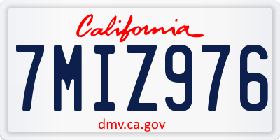 CA license plate 7MIZ976