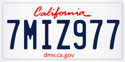 CA license plate 7MIZ977