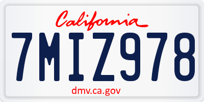 CA license plate 7MIZ978