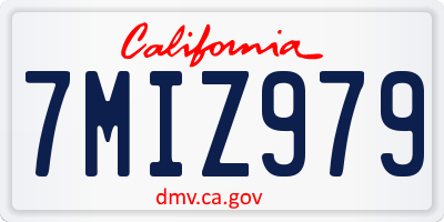 CA license plate 7MIZ979