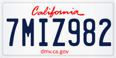 CA license plate 7MIZ982