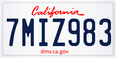 CA license plate 7MIZ983
