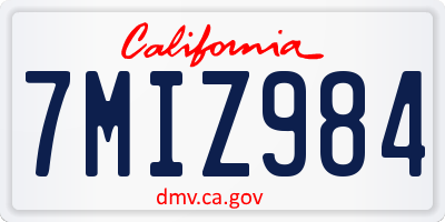 CA license plate 7MIZ984