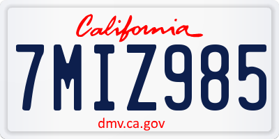 CA license plate 7MIZ985