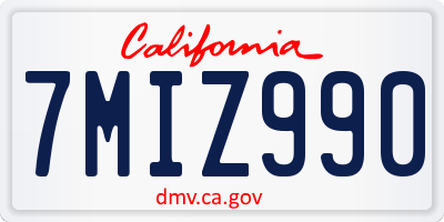 CA license plate 7MIZ990