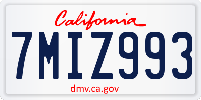 CA license plate 7MIZ993
