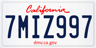 CA license plate 7MIZ997