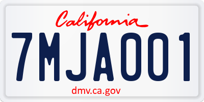 CA license plate 7MJA001