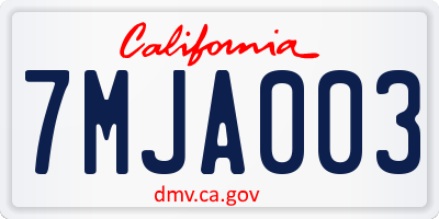 CA license plate 7MJA003